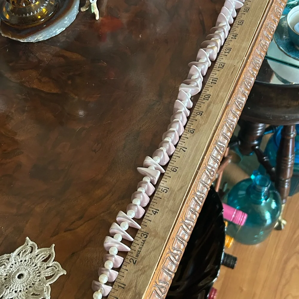 Vintage Chunky Lilac & Pearl Bead Choker Necklace